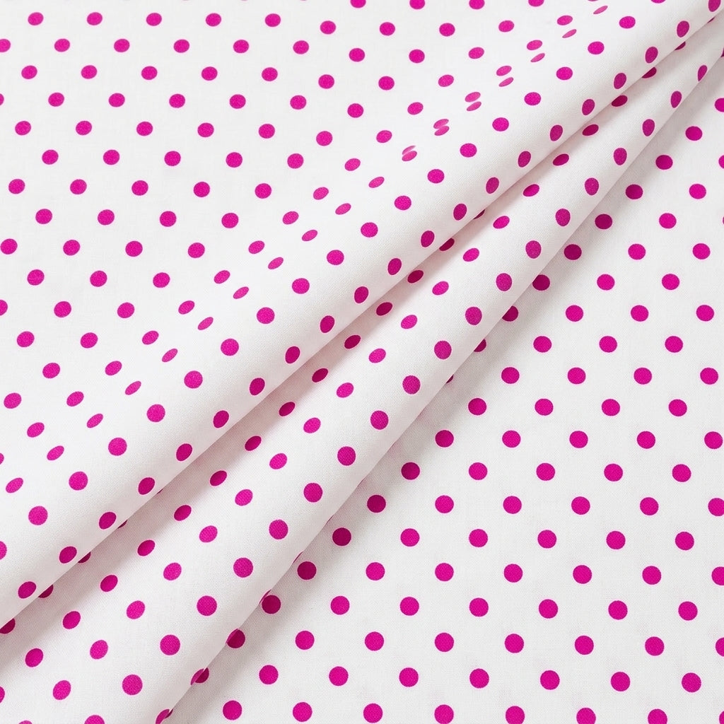 Folded White Polka Dots Cotton Fabric
