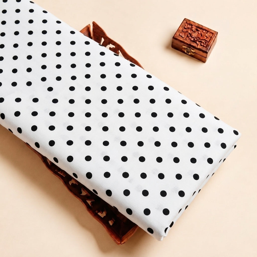 White Polka Dots Cotton Fabric