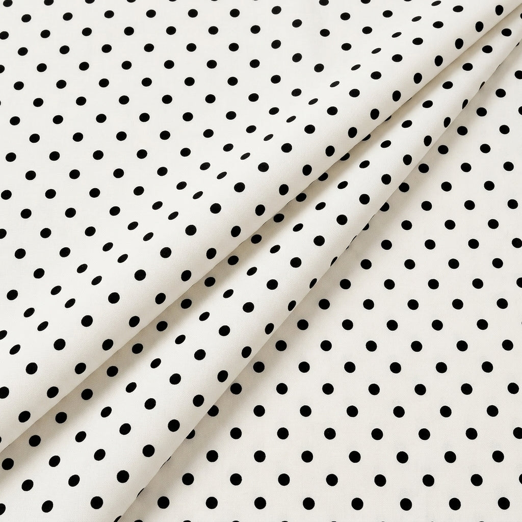 Folded White Polka Dots Cotton Fabric