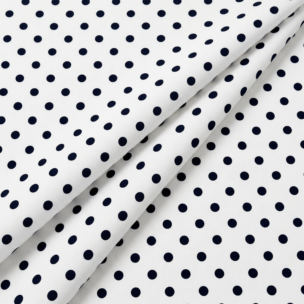 Folded White Polka Dots Cotton Fabric