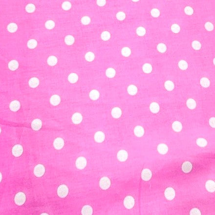 Pink Polka Dots Cotton Fabric, laid flat