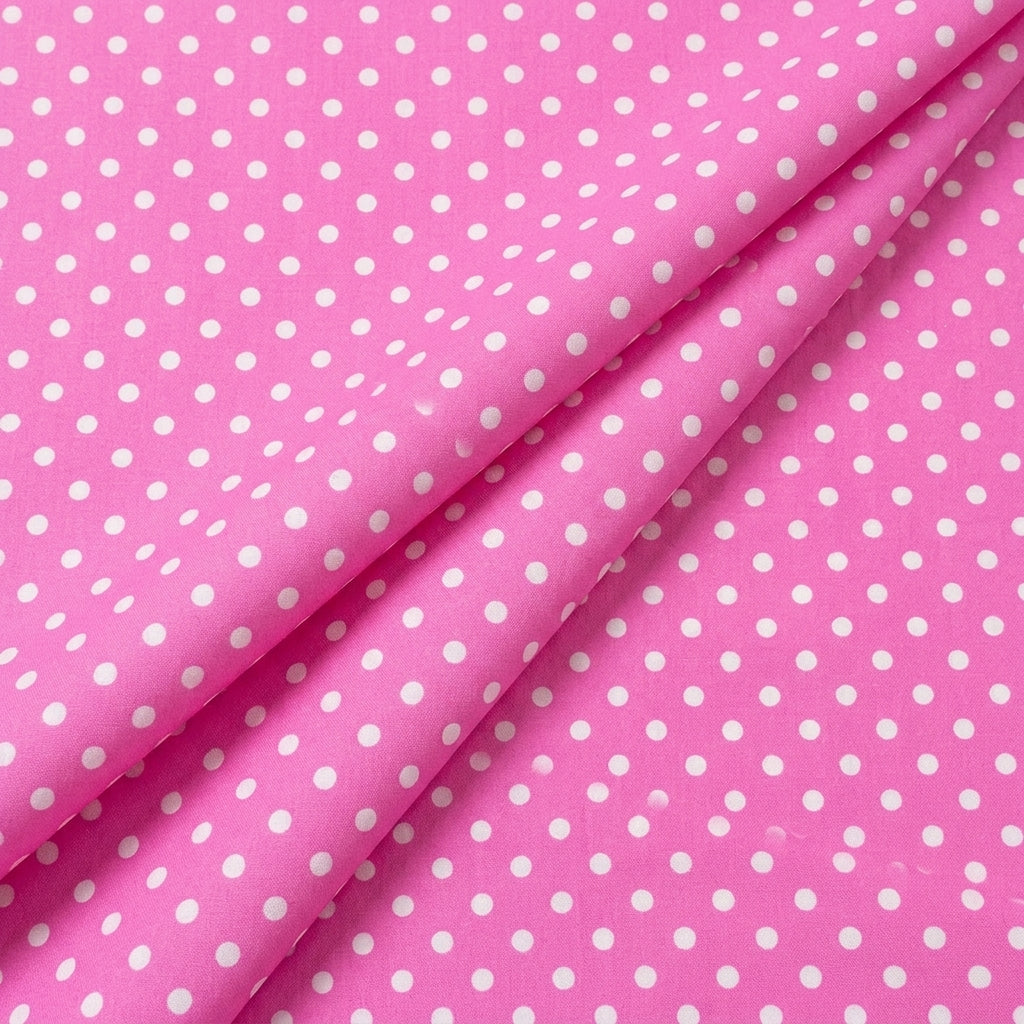 Folded Pink Polka Dots Cotton Fabric