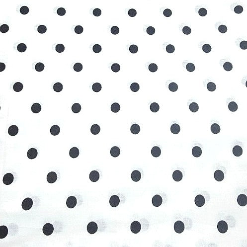 Black White Polka Dots Cotton Fabric, laid flat