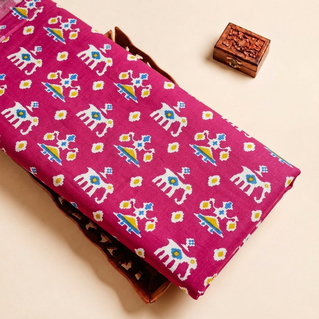Pink Patola Print Cotton Fabric