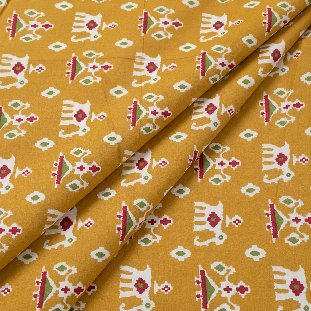 Folded Yellow Patola Print Cotton Fabric