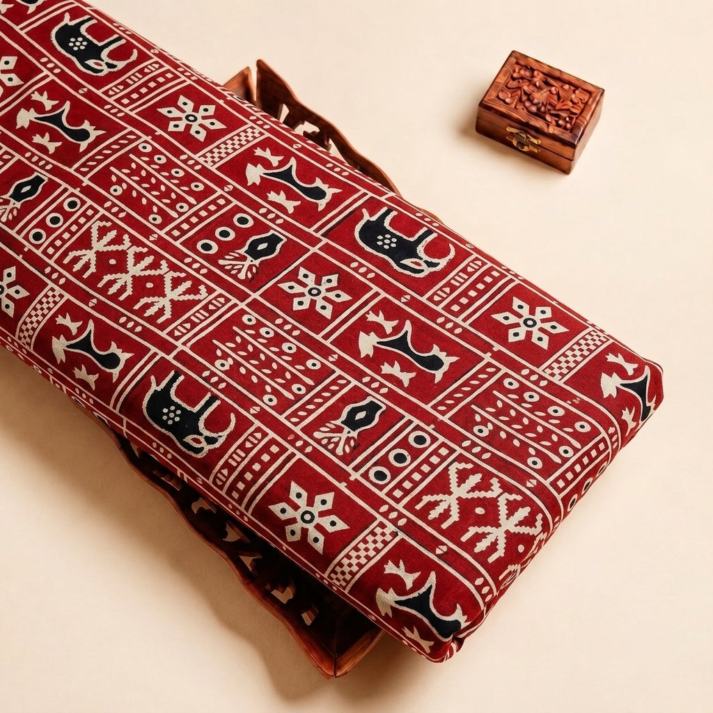 Red Printed Cotton Fabric