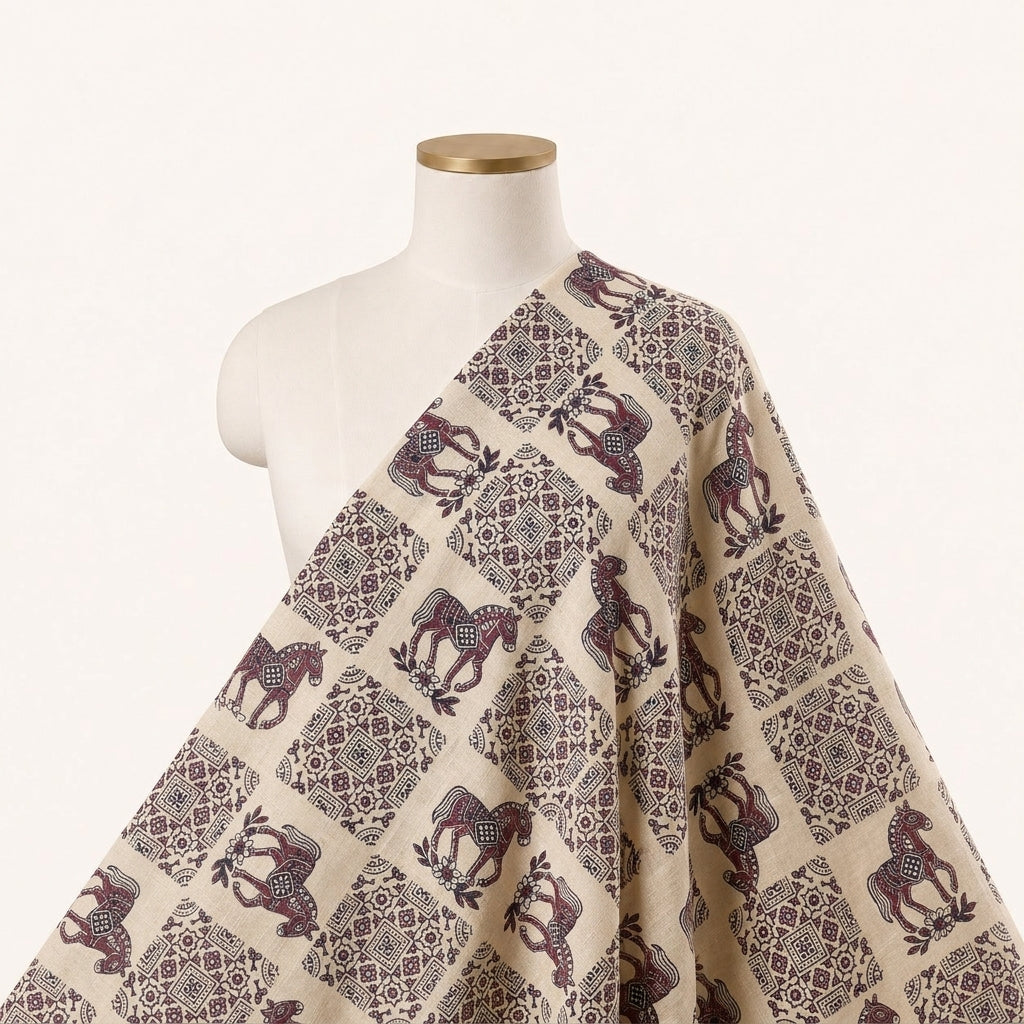 Cotton Printed Cotton Fabric Draped as a saree
