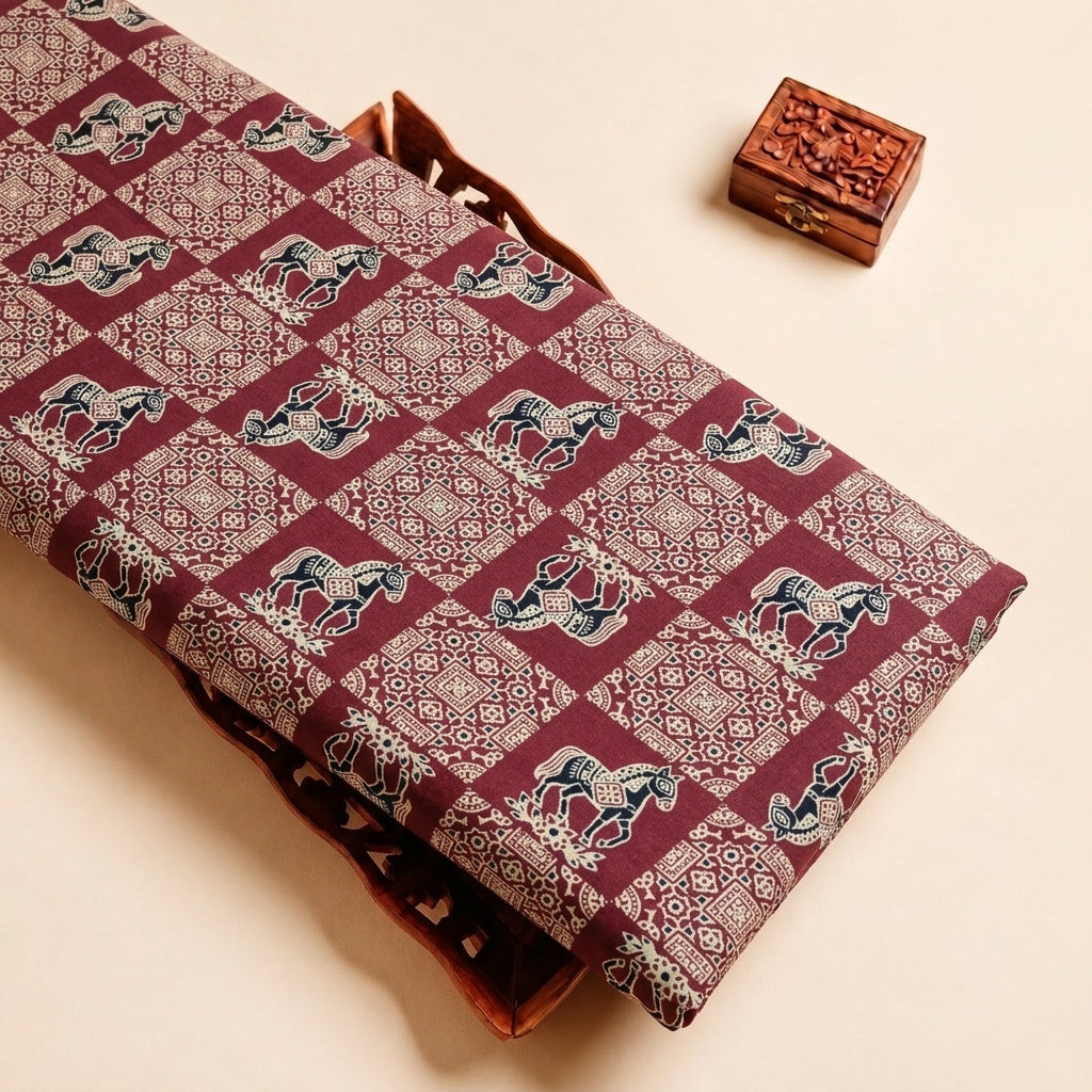 Maroon Printed Cotton Fabric