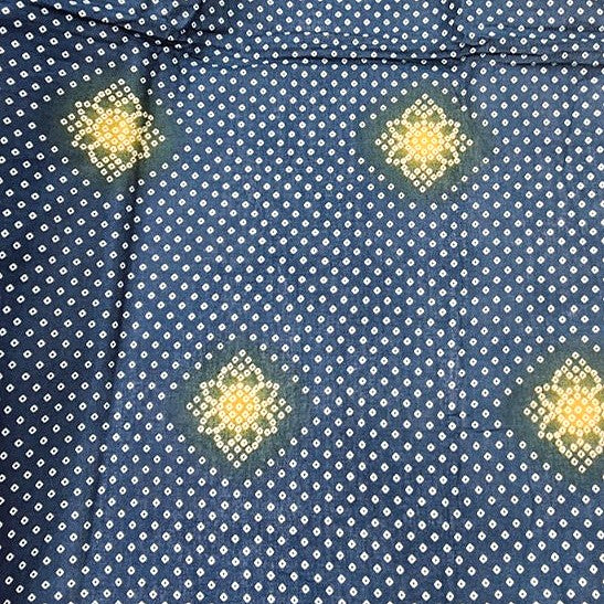 Blue Printed Cotton Fabric, laid flat