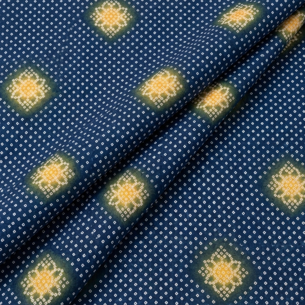 Folded Blue Printed Cotton Fabric