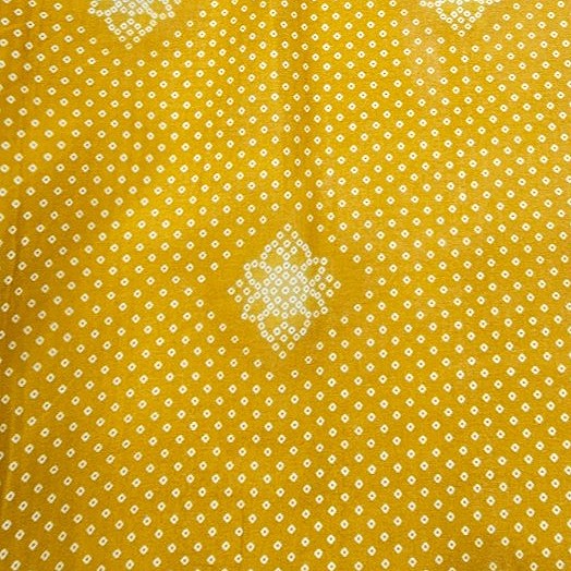 Mustard Yellow Printed Cotton Fabric, laid flat