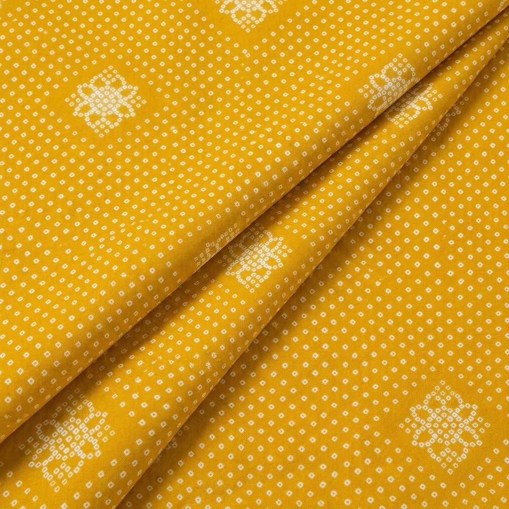 Folded Mustard Yellow Printed Cotton Fabric