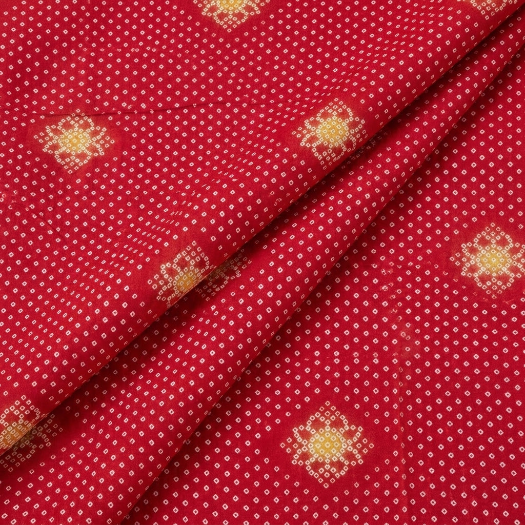 Folded Maroon Printed Cotton Fabric