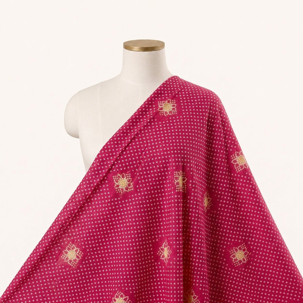 Pink Printed Cotton Fabric Draped as a saree