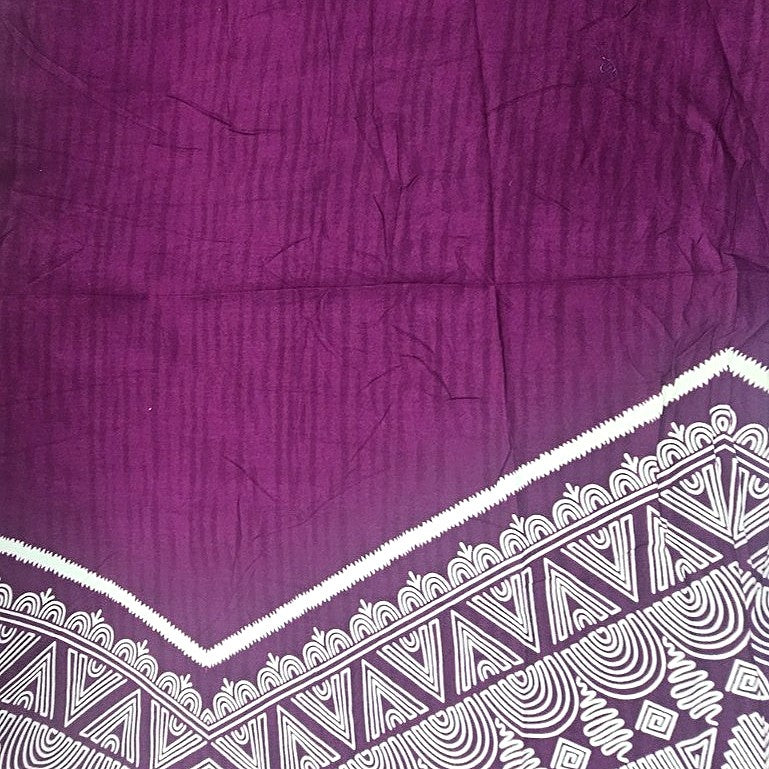Purple Printed Cotton Fabric, laid flat