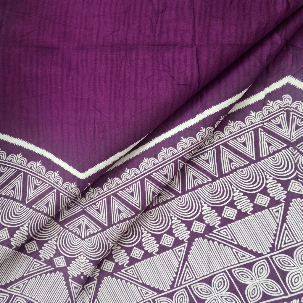 Folded Purple Printed Cotton Fabric