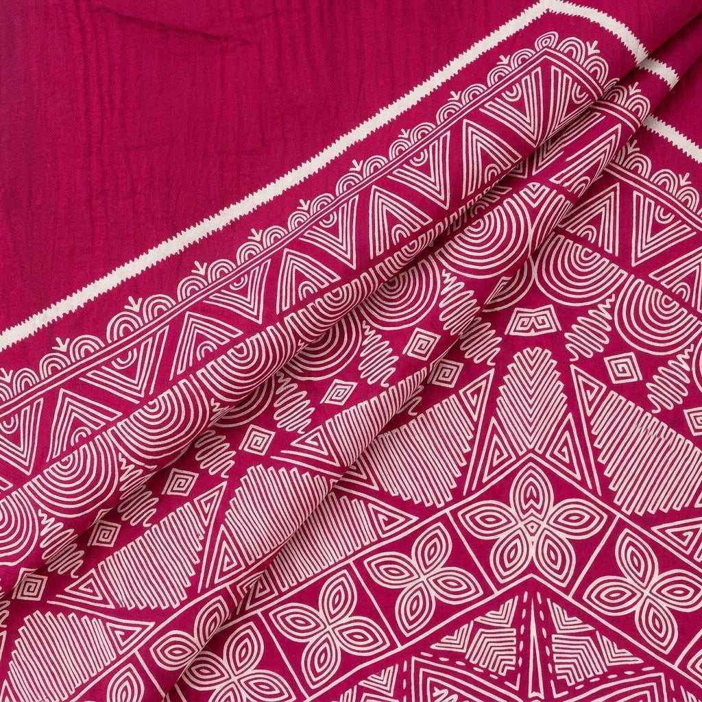 Folded Pink Printed Cotton Fabric