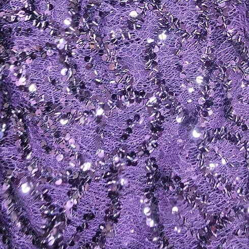 Purple Embroidery Net Fabric, laid flat