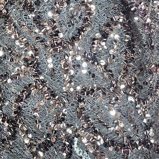 Brown Embroidery Net Fabric, laid flat