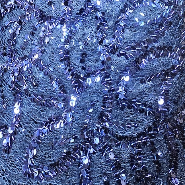 Blue Embroidery Net Fabric, laid flat