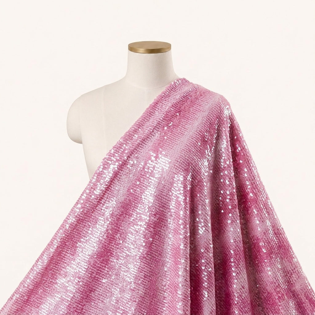 Pink Embroidery Net Fabric Draped as a saree