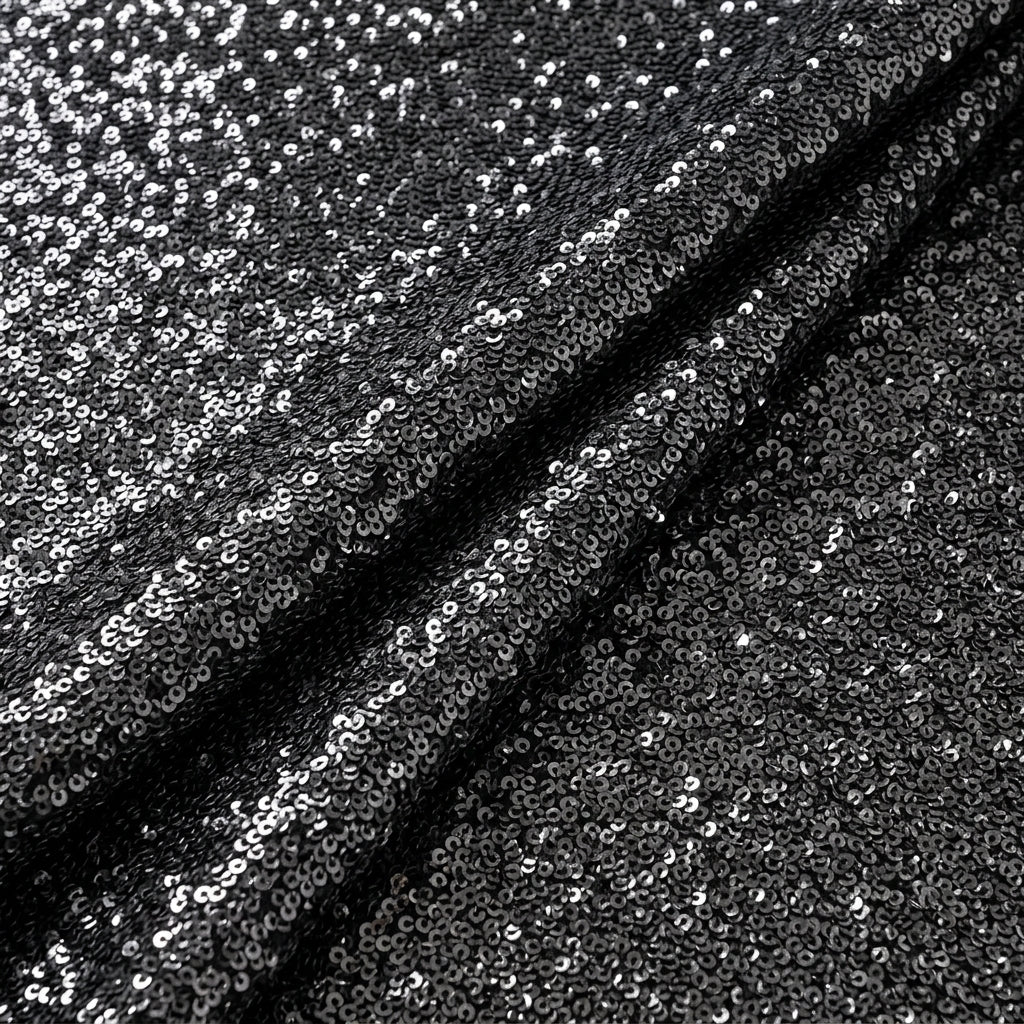 Folded Black Embroidery Net Fabric