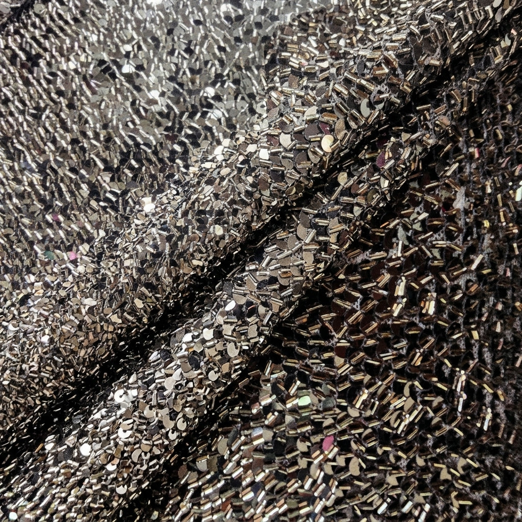 Folded Violet Embroidery Net Fabric