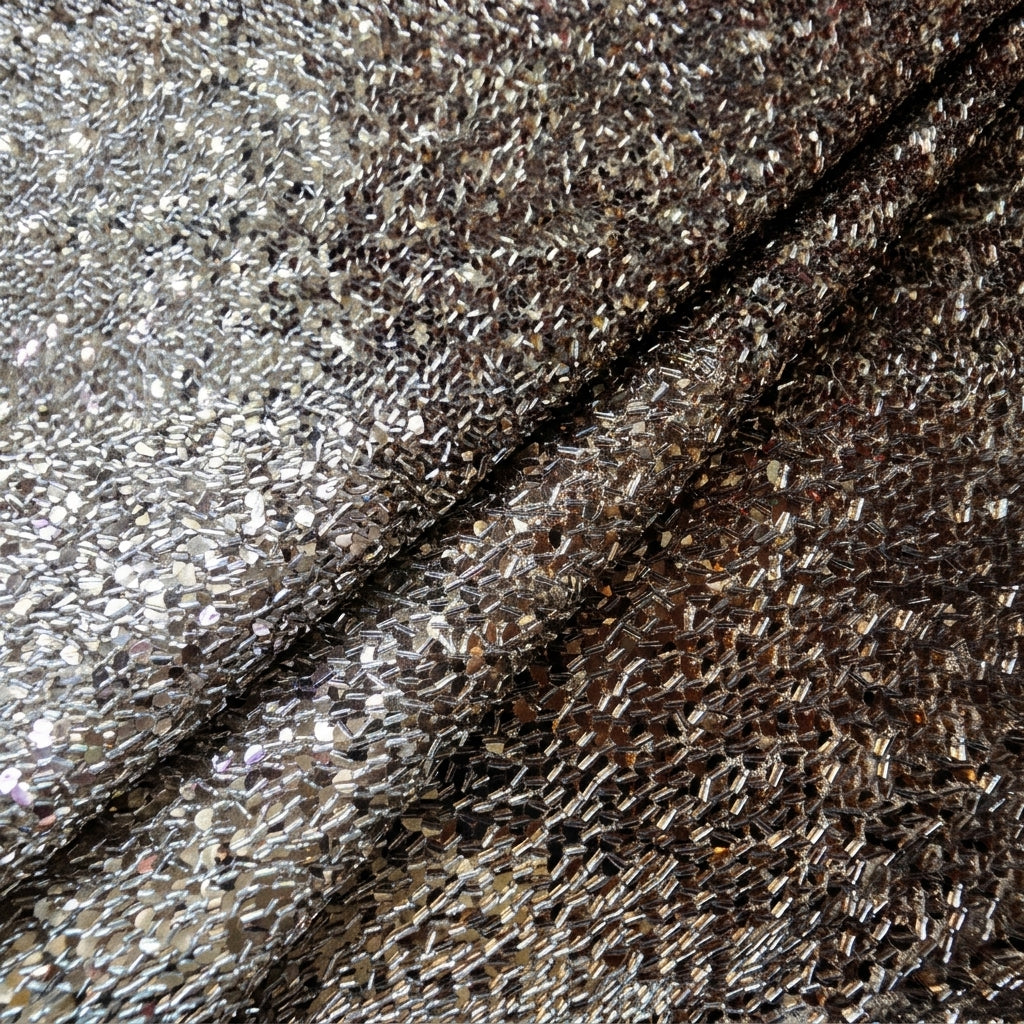 Folded Beige Embroidery Net Fabric