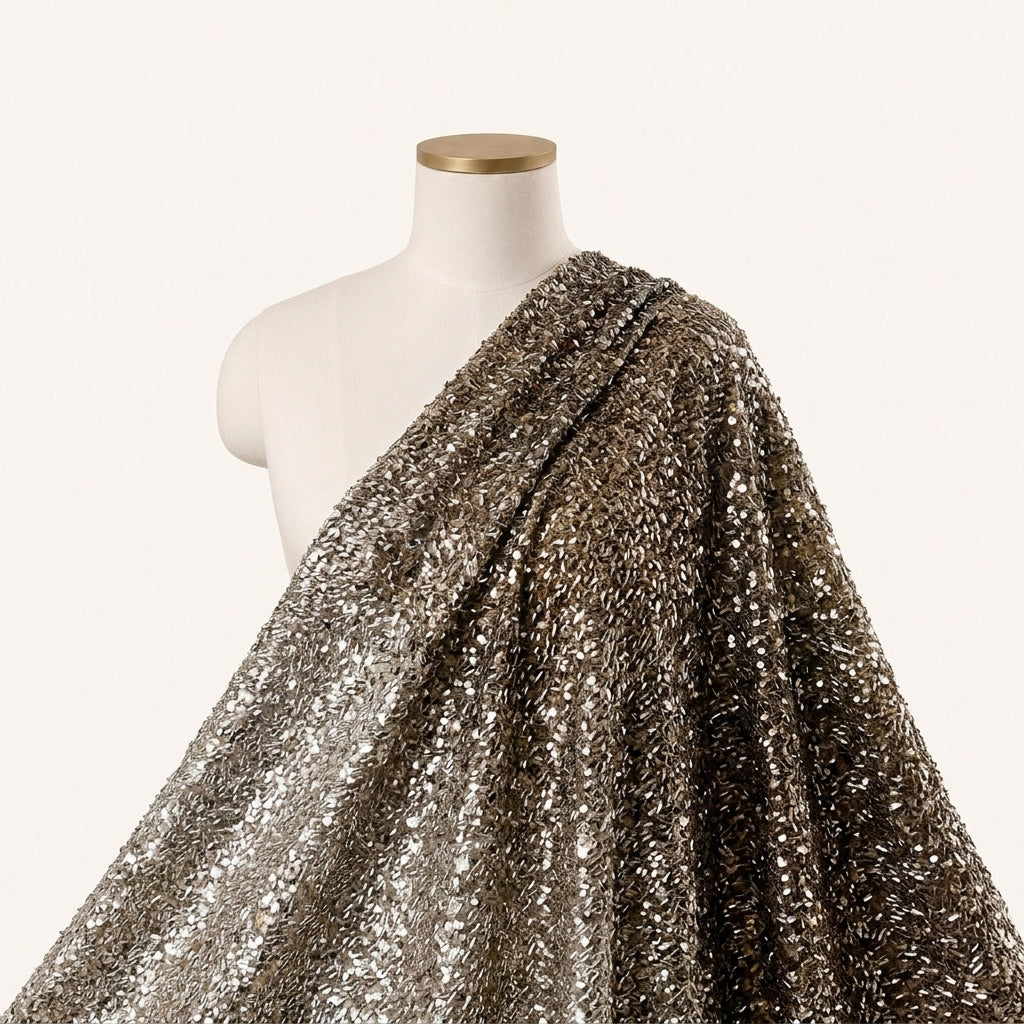 Beige Embroidery Net Fabric Draped as a saree