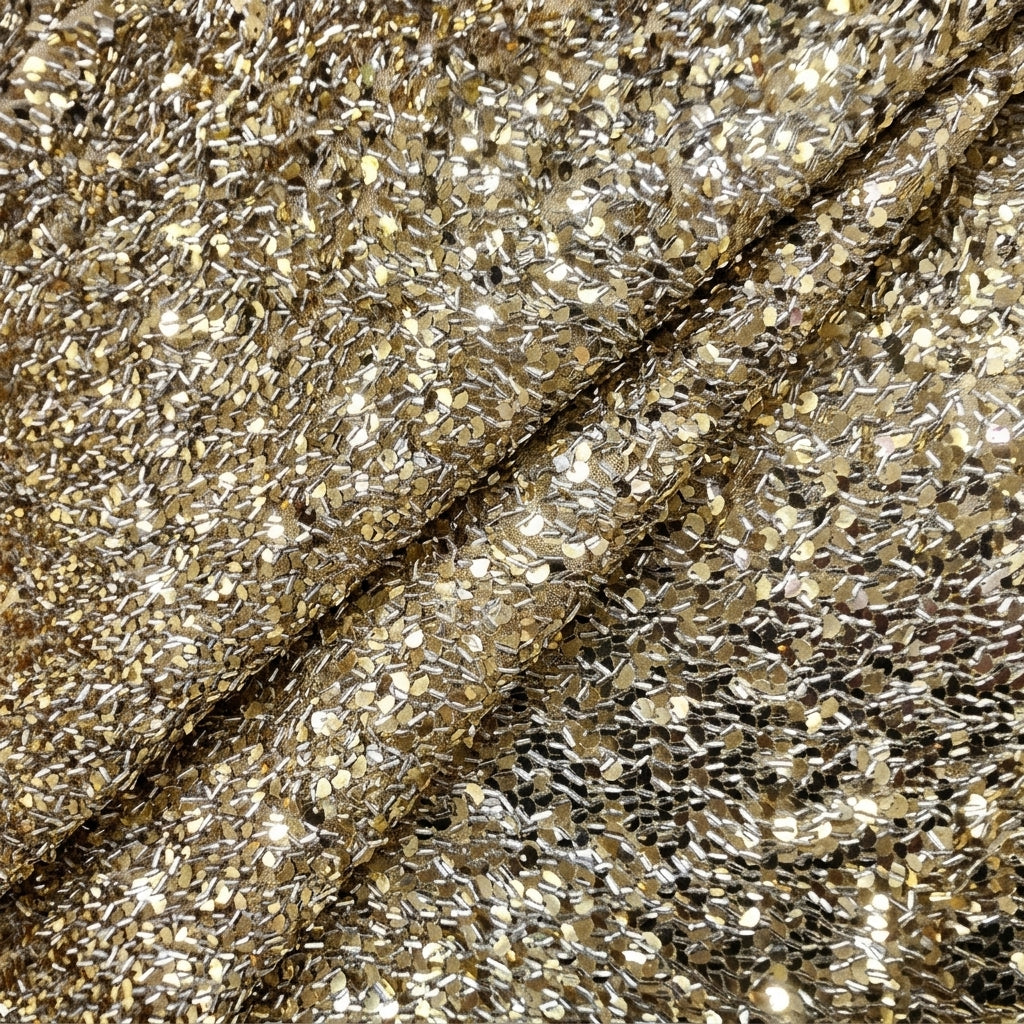 Folded Gold Embroidery Net Fabric