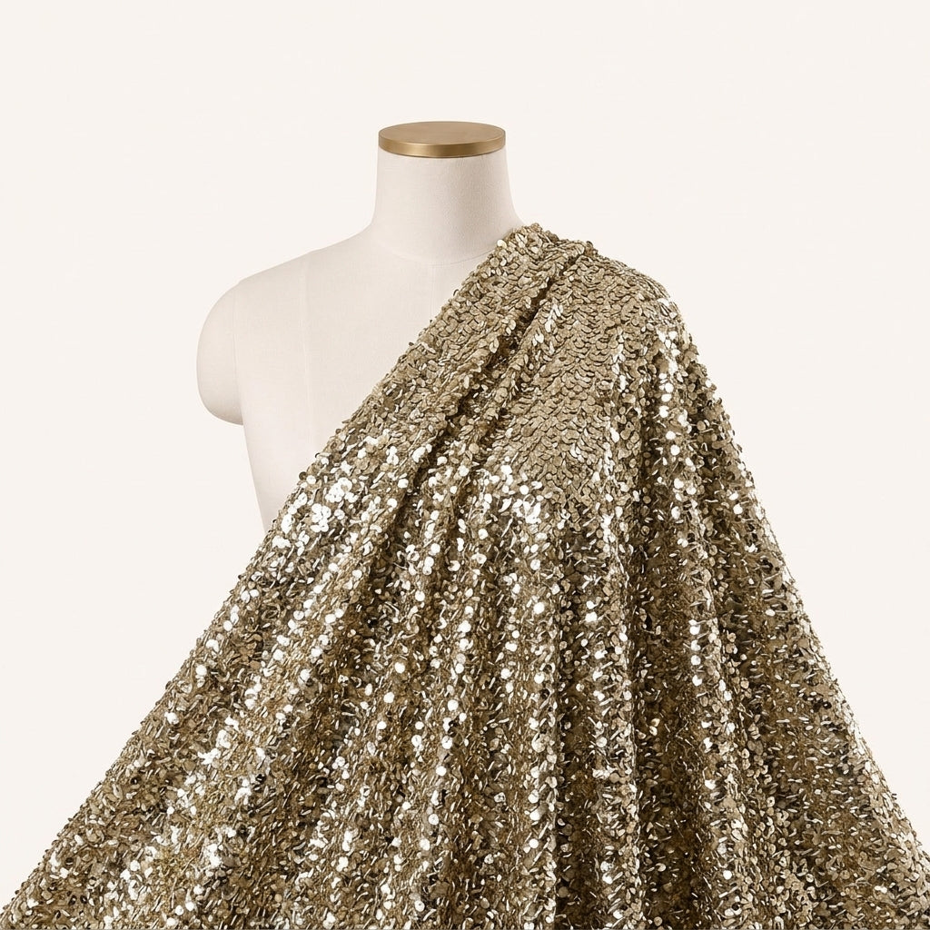 Gold Embroidery Net Fabric Draped as a saree
