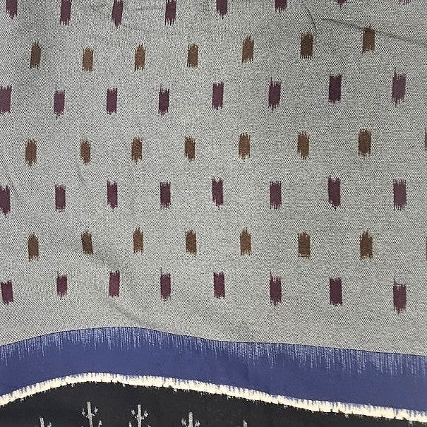 Blue Ikat Cotton Fabric, laid flat