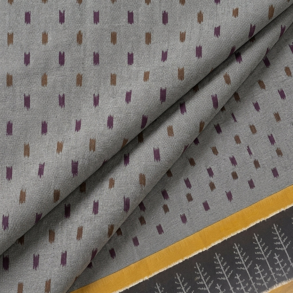 Folded Grey Ikat Cotton Fabric