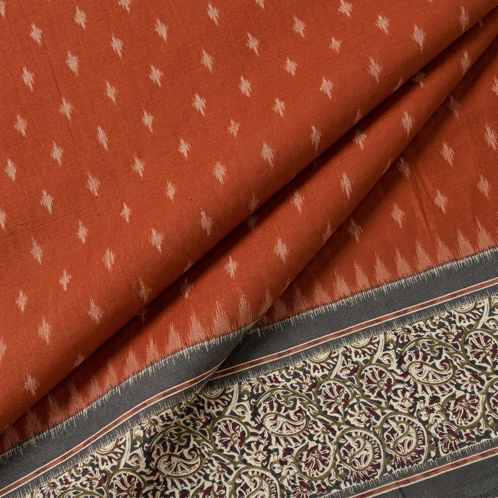 Folded Rust Ikat Cotton Fabric
