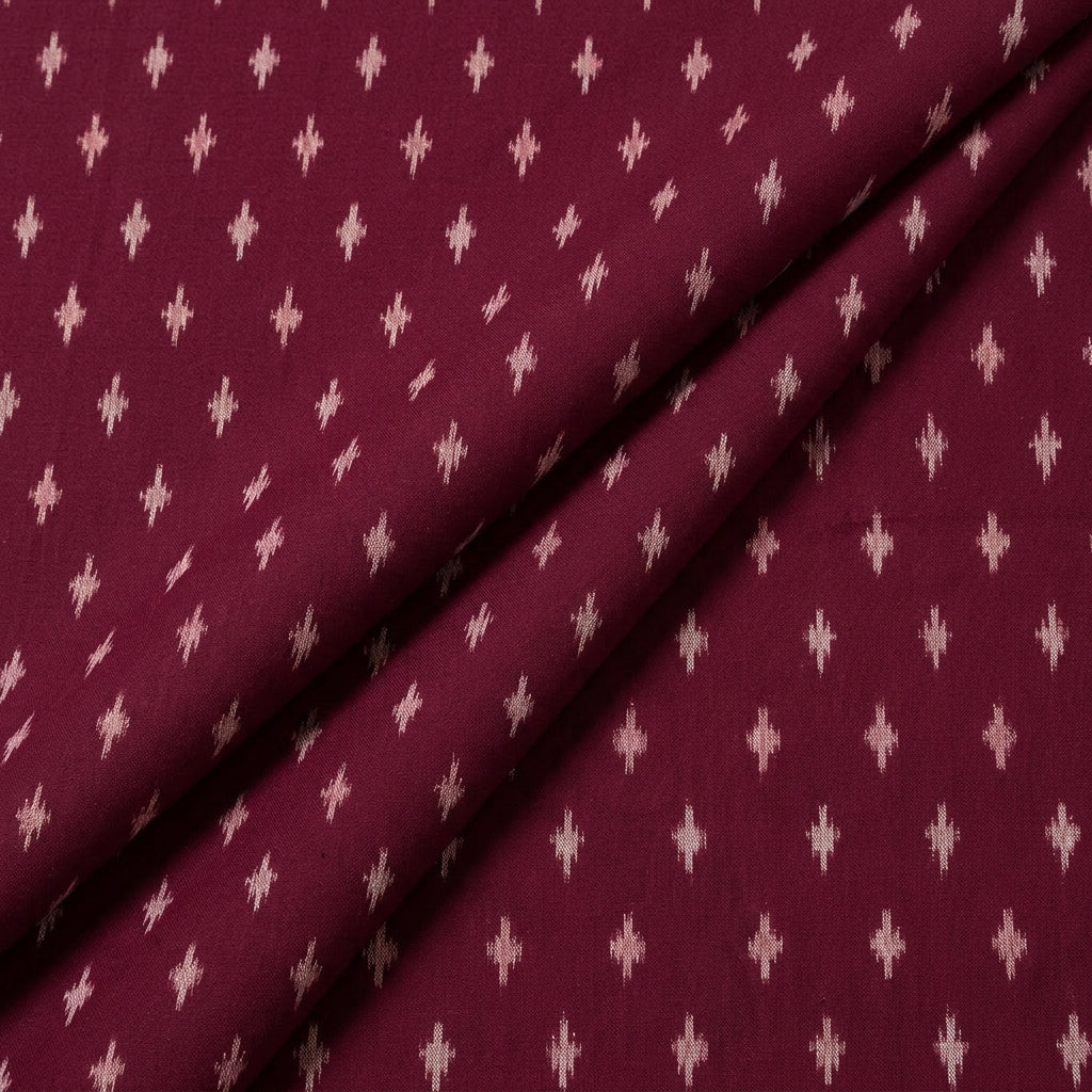 Folded Wine Ikat Cotton Fabric