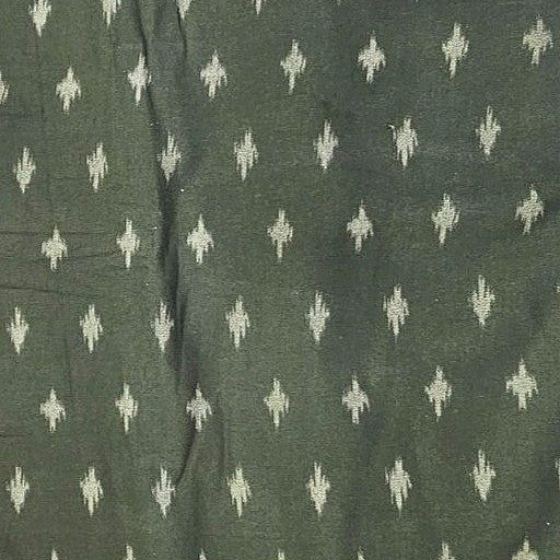 Green Ikat Cotton Fabric, laid flat