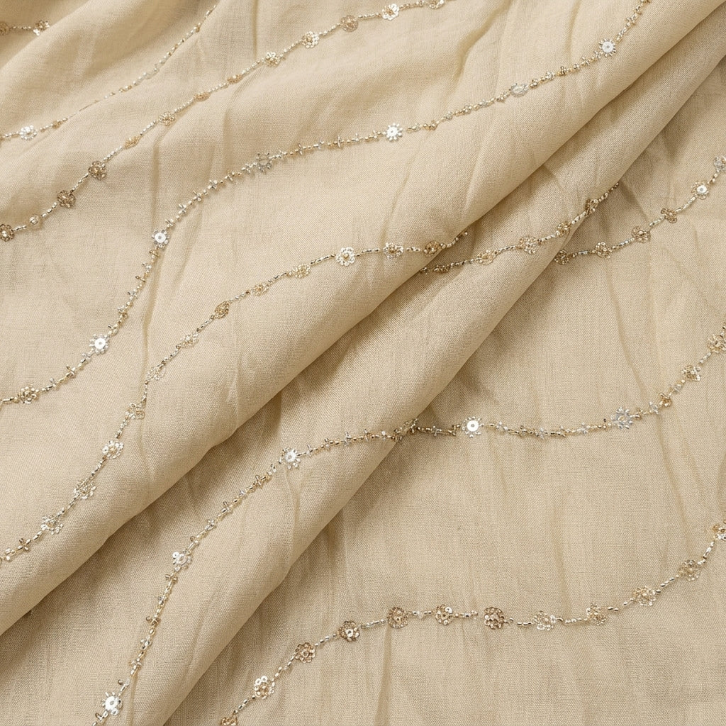 Folded Cream Embroidery Tissue Fabric