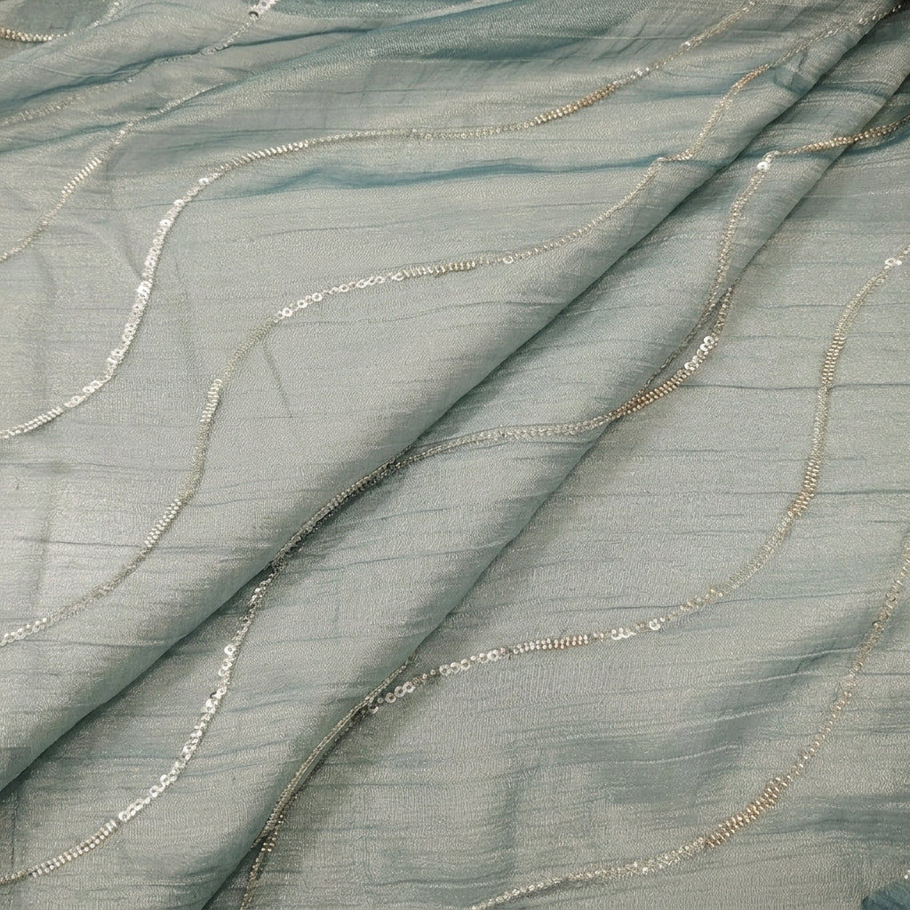 Folded Green Embroidery Organza Fabric