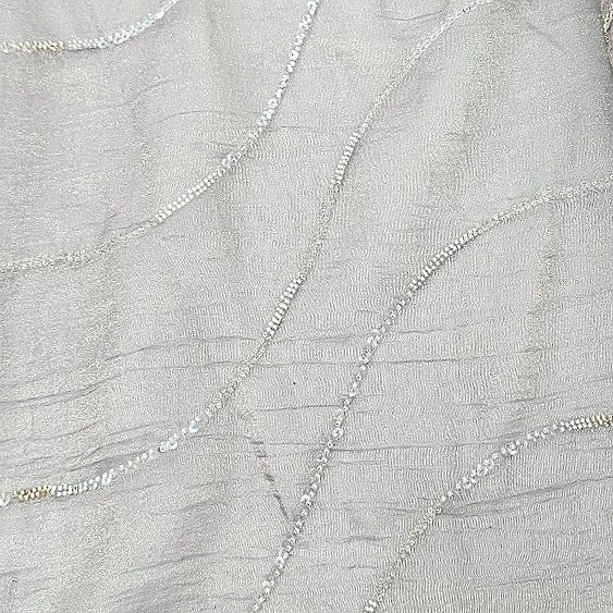 Purple Gold Embroidery Organza Fabric, laid flat