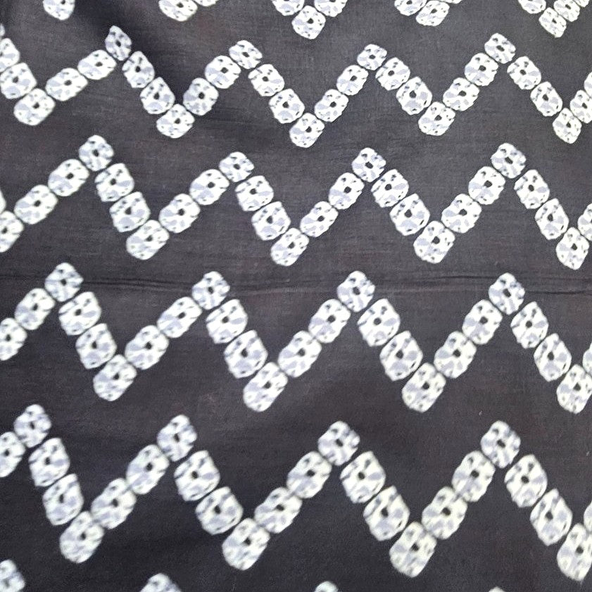 Black Chevron Cotton Fabric, laid flat