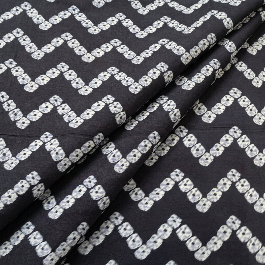 Folded Black Chevron Cotton Fabric