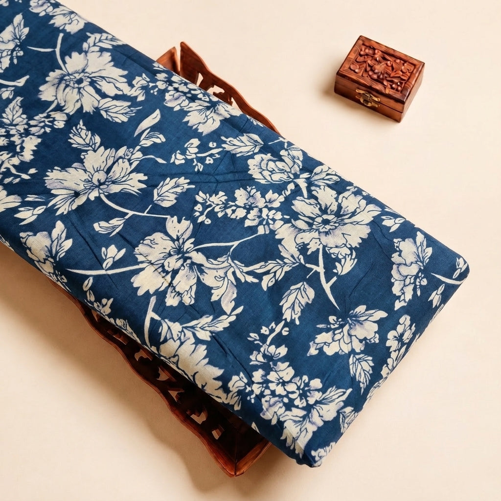Blue Floral Cotton Fabric