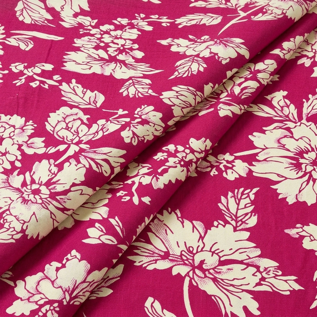 Folded Pink Floral Cotton Fabric