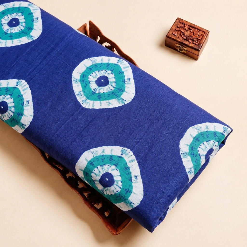 Blue Bandhini Cotton Fabric