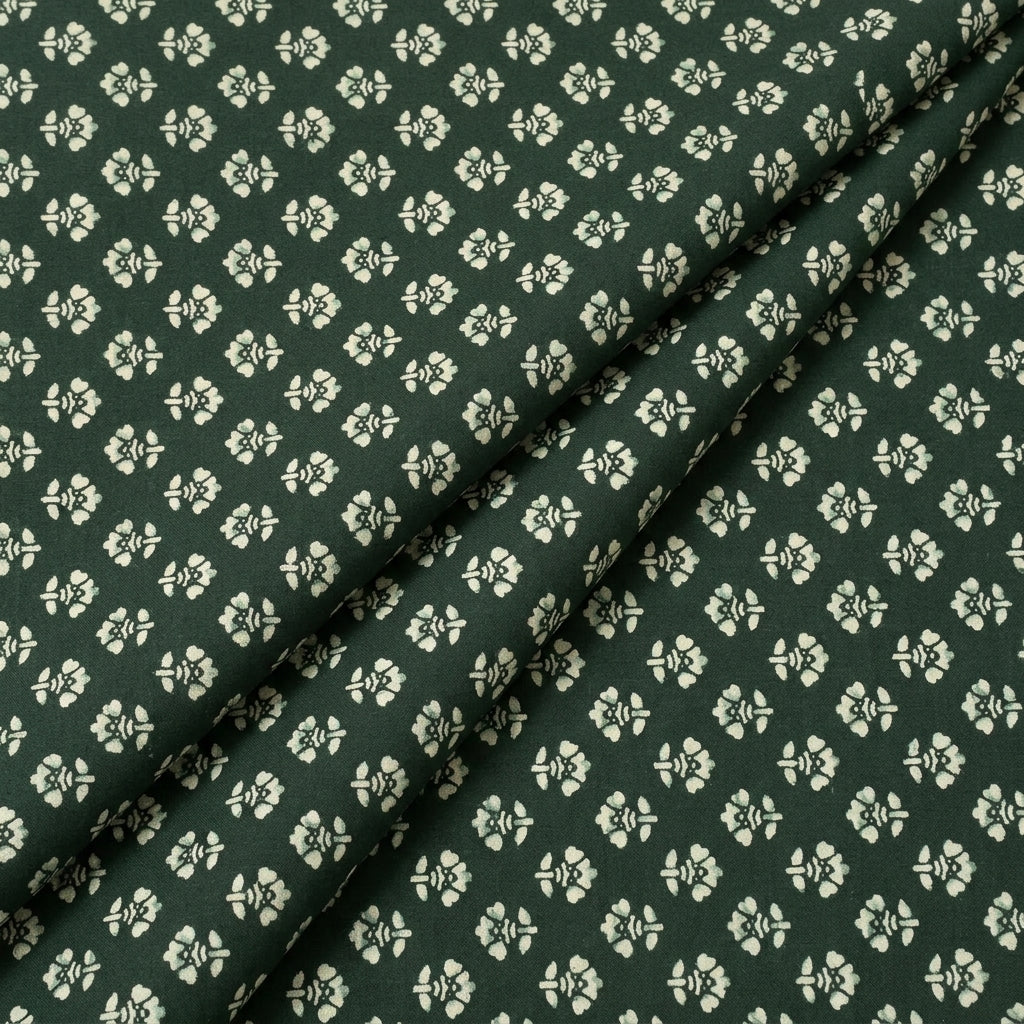Folded Green Floral Cotton Fabric