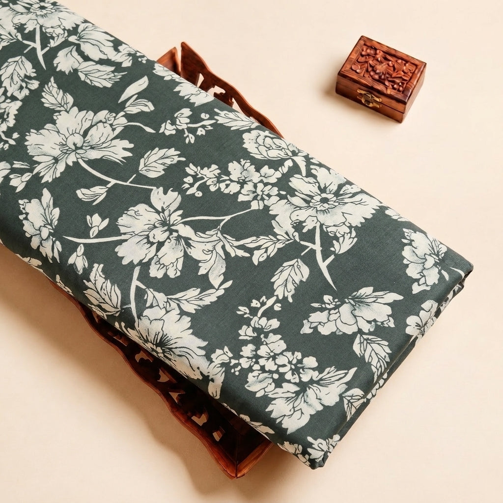 Green Floral Cotton Fabric