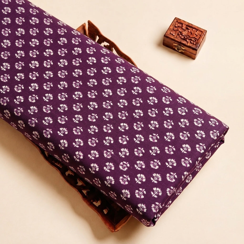 Wine Floral Cotton Fabric