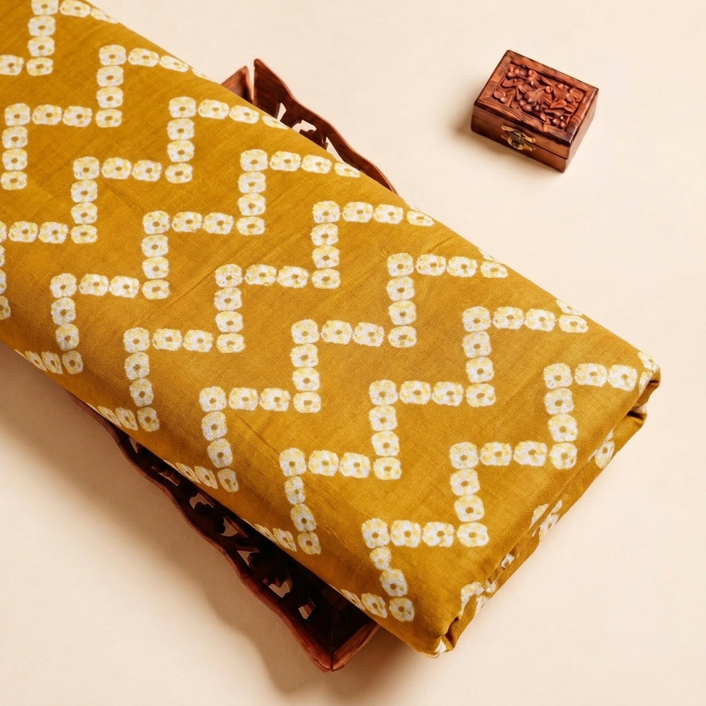 Yellow Chevron Cotton Fabric
