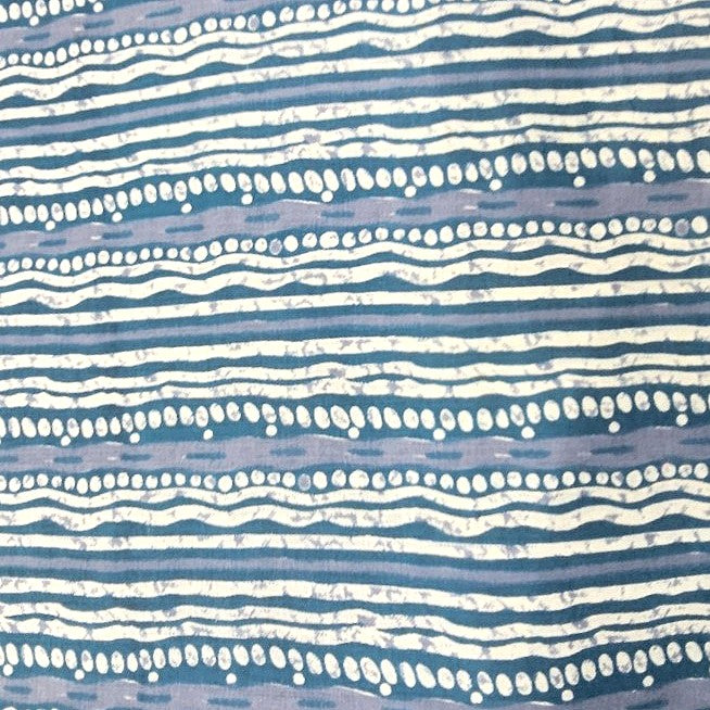 Blue Striped Cotton Fabric, laid flat