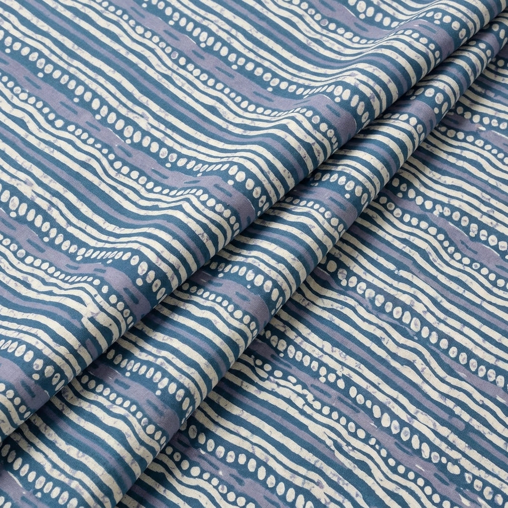 Folded Blue Striped Cotton Fabric